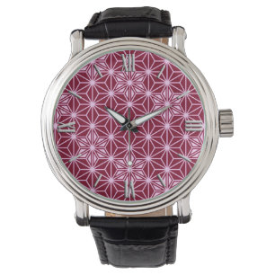 Japans Asanoha-patroon - Bourgogne Horloge