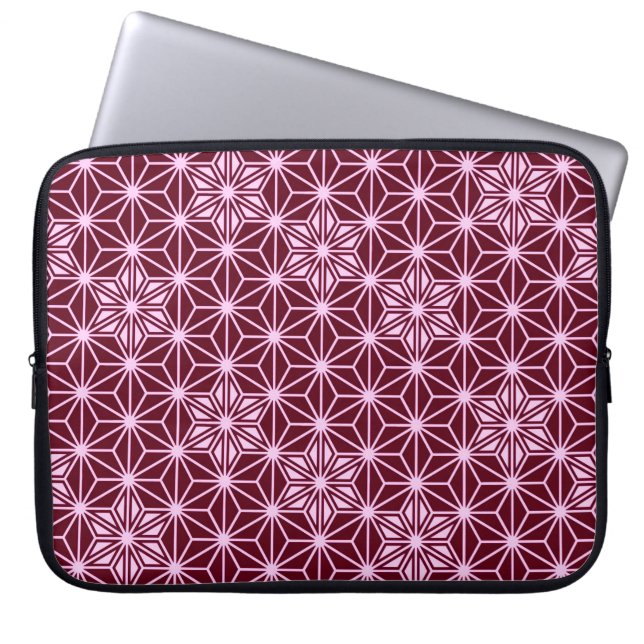 Japans Asanoha-patroon - Bourgogne Laptop Sleeve (Voorkant)