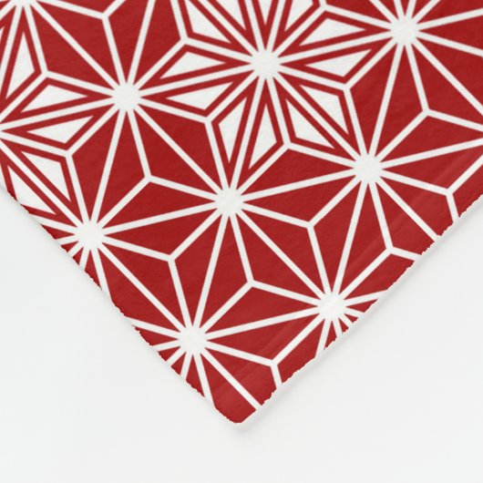 Japans Asanoha-patroon - donkerrood Fleece Deken (Hoek)