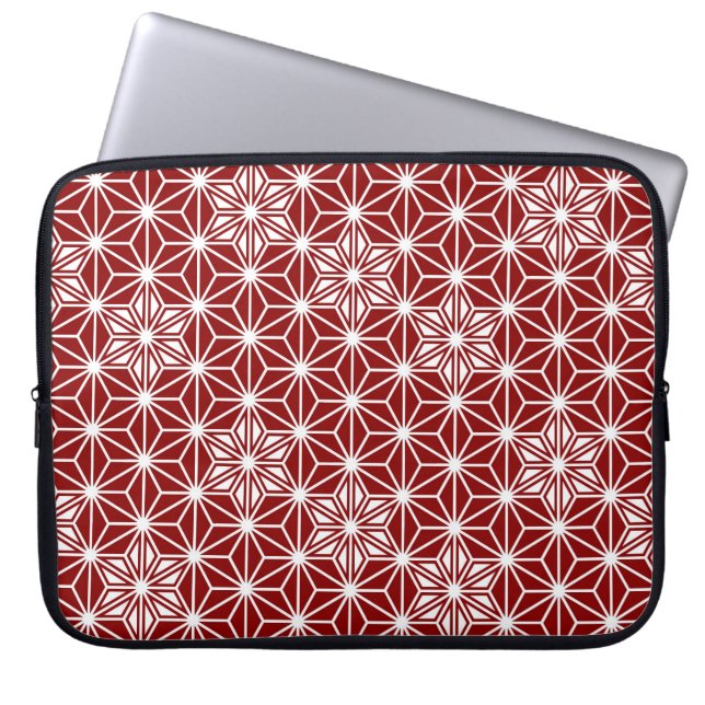 Japans Asanoha-patroon - donkerrood Laptop Sleeve (Voorkant)