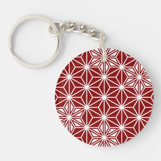 Japans Asanoha-patroon - donkerrood Sleutelhanger (Voorkant)
