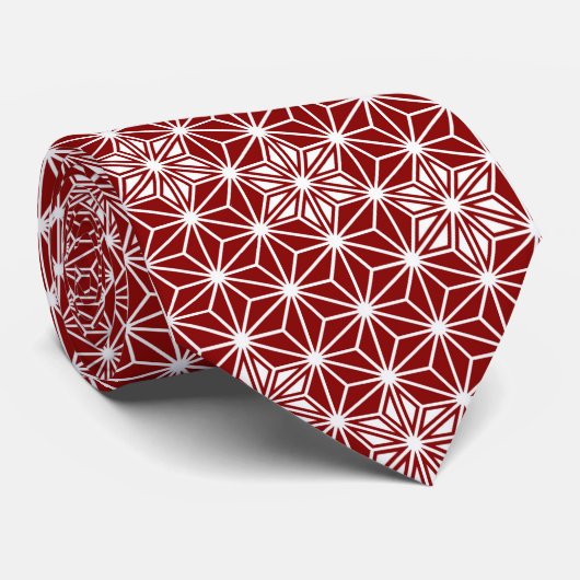Japans Asanoha-patroon - donkerrood Stropdas (Opgerold)