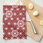 Japans Asanoha-patroon - donkerrood Theedoek (Quarter Fold)
