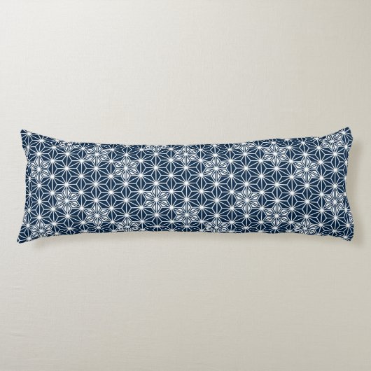 Japans Asanoha-patroon - indigo blauw & wit Lichaamskussen (Voorkant)