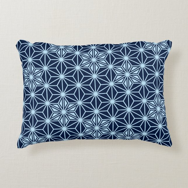 Japans Asanoha-patroon - Indigo Blue Accent Kussen (Voorkant)