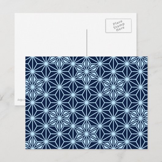 Japans Asanoha-patroon - Indigo Blue Briefkaart (Voorkant / Achterkant)