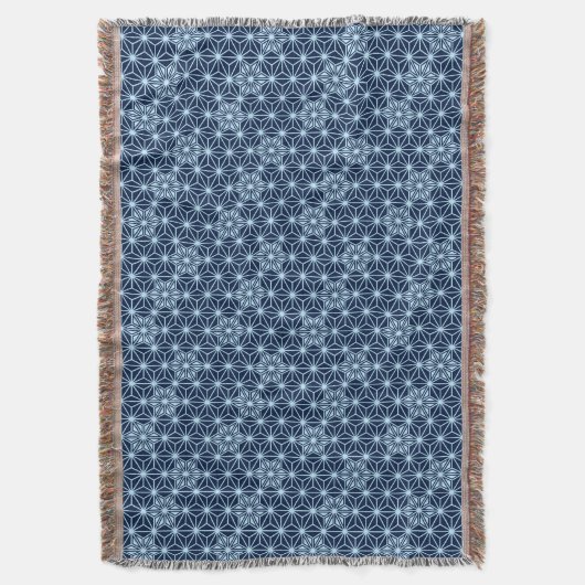 Japans Asanoha-patroon - Indigo Blue Deken (Voorkant Verticaal)