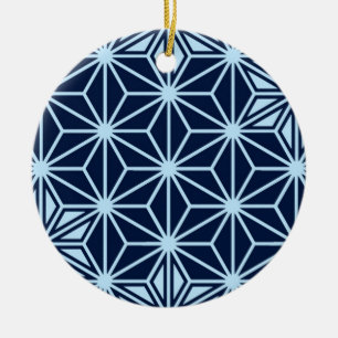 Japans Asanoha-patroon - indigoblauw Keramisch Ornament