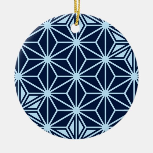Japans Asanoha-patroon - indigoblauw Keramisch Ornament (Voorkant)