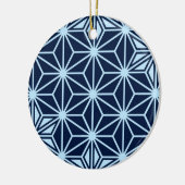 Japans Asanoha-patroon - indigoblauw Keramisch Ornament (Links)