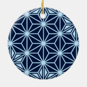 Japans Asanoha-patroon - indigoblauw Keramisch Ornament (Achterkant)