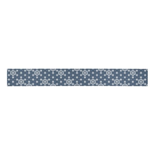 Japans Asanoha-patroon - indigoblauw & wit Grosgrain Lint (Voorkant)