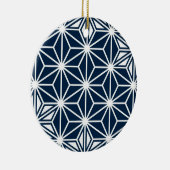 Japans Asanoha-patroon - indigoblauw & wit Keramisch Ornament (Rechts)