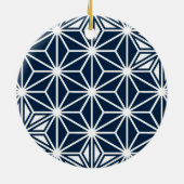 Japans Asanoha-patroon - indigoblauw & wit Keramisch Ornament (Achterkant)