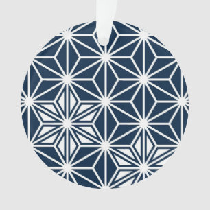 Japans Asanoha-patroon - indigoblauw & wit Ornament