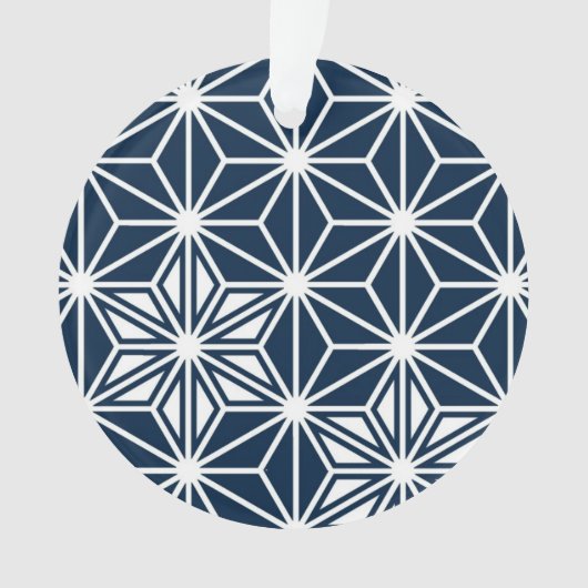 Japans Asanoha-patroon - indigoblauw & wit Ornament (voorkant)