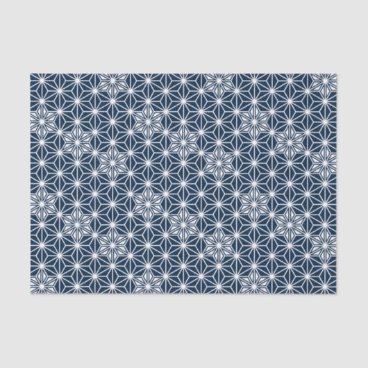 Japans Asanoha-patroon - indigoblauw & wit Tissuepapier (Voorkant)
