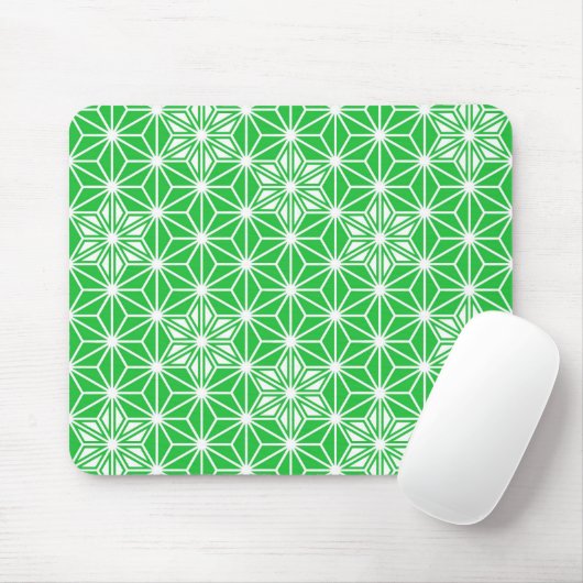 Japans Asanoha-patroon - jade groen Muismat (Met muis)