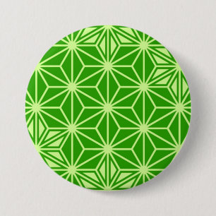 Japans Asanoha-patroon - kalkgroen Ronde Button 7,6 Cm