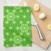 Japans Asanoha-patroon - kalkgroen Theedoek (Quarter Fold)