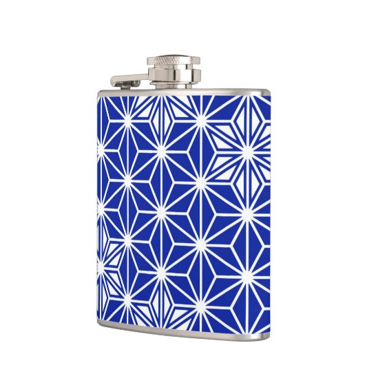 Japans Asanoha-patroon - kobaltblauw Heupfles (Links)