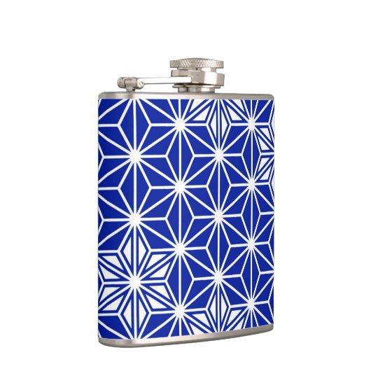 Japans Asanoha-patroon - kobaltblauw Heupfles (Rechts)