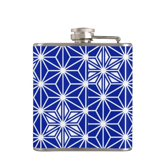 Japans Asanoha-patroon - kobaltblauw Heupfles (Achterkant)