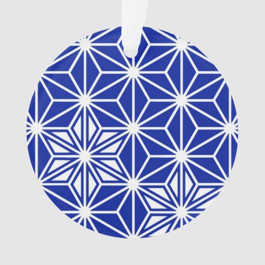 Japans Asanoha-patroon - kobaltblauw Ornament (voorkant)