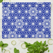 Japans Asanoha-patroon - kobaltblauw Theedoek (Gevouwen)