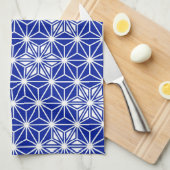 Japans Asanoha-patroon - kobaltblauw Theedoek (Quarter Fold)