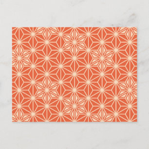 Japans Asanoha-patroon - koraal oranje Briefkaart