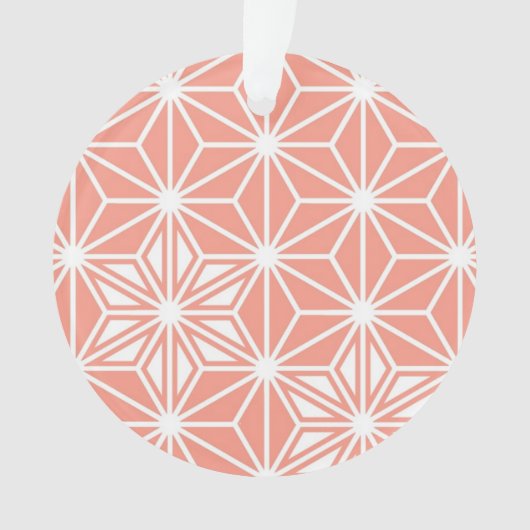 Japans Asanoha-patroon - koraalroze Ornament (voorkant)