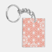 Japans Asanoha-patroon - koraalroze Sleutelhanger (Voorkant Links)