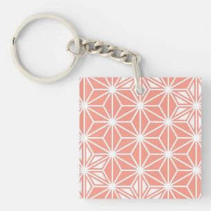 Japans Asanoha-patroon - koraalroze Sleutelhanger