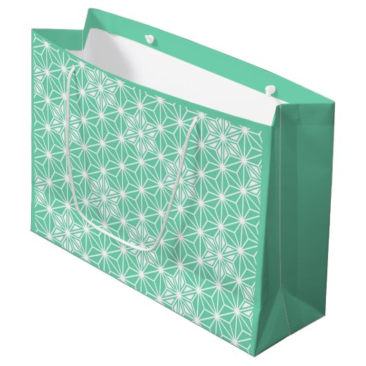 Japans Asanoha-patroon - lichte aqua Large Cadeautasje (Voorkant Gekanteld)