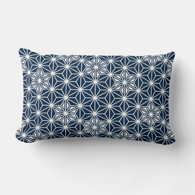 Japans Asanoha-patroon - marineblauw Kussen (Voorkant)