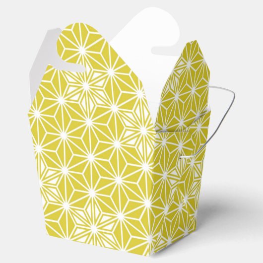 Japans Asanoha-patroon - mosterd goud en wit Bedankdoosjes (Geopend)