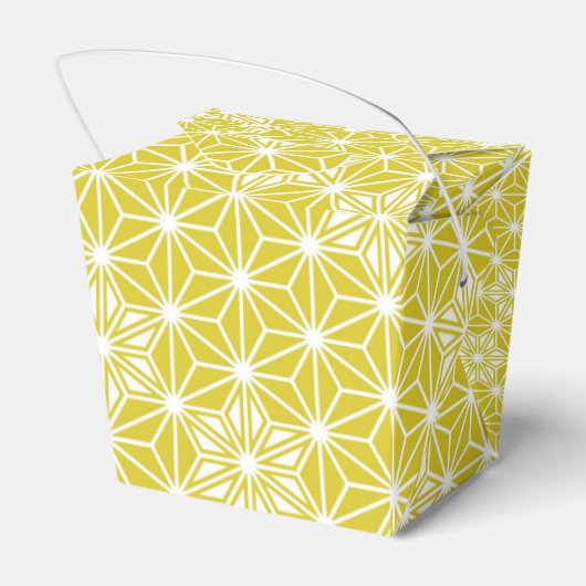 Japans Asanoha-patroon - mosterd goud en wit Bedankdoosjes (Achterkant)