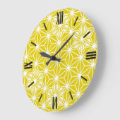 Japans Asanoha-patroon - mosterd goud en wit Grote Klok (Hoek)