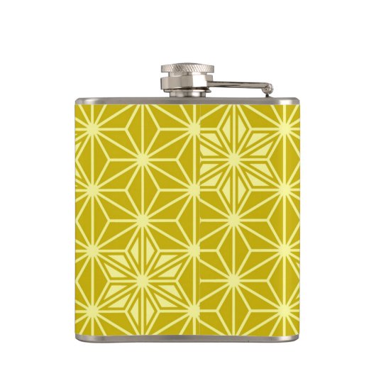 Japans Asanoha-patroon - mosterd goud Heupfles (Achterkant)