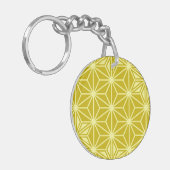 Japans Asanoha-patroon - mosterd goud Sleutelhanger (Voorkant Links)