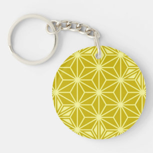 Japans Asanoha-patroon - mosterd goud Sleutelhanger