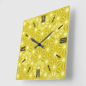 Japans Asanoha-patroon - mosterd goud Vierkante Klok (Hoek)