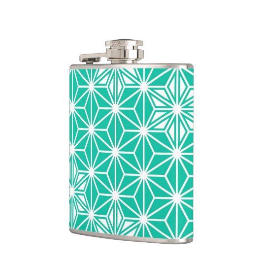 Japans Asanoha-patroon - paukblauw Heupfles (Links)