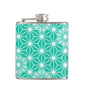 Japans Asanoha-patroon - paukblauw Heupfles (Voorkant)