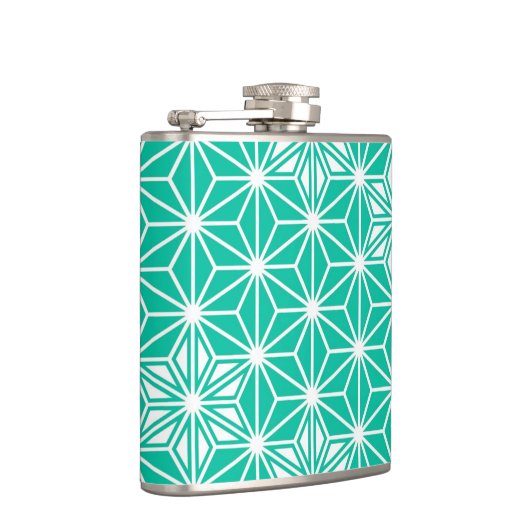 Japans Asanoha-patroon - paukblauw Heupfles (Rechts)