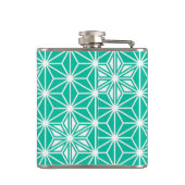 Japans Asanoha-patroon - paukblauw Heupfles (Achterkant)