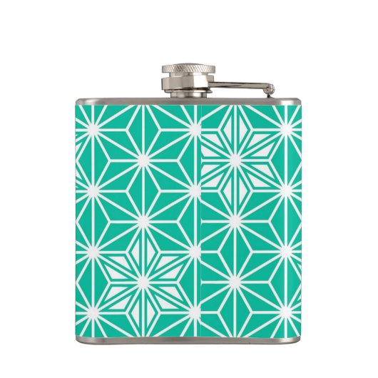 Japans Asanoha-patroon - paukblauw Heupfles (Achterkant)