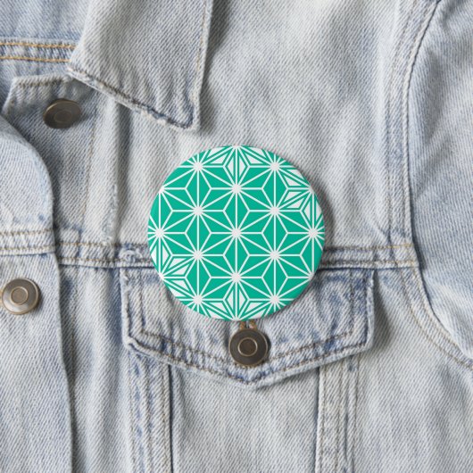 Japans Asanoha-patroon - paukblauw Ronde Button 7,6 Cm (In situ)