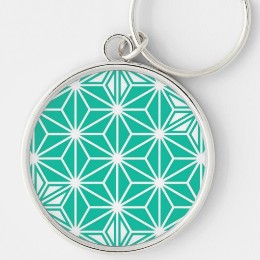 Japans Asanoha-patroon - paukblauw Sleutelhanger (Voorkant)